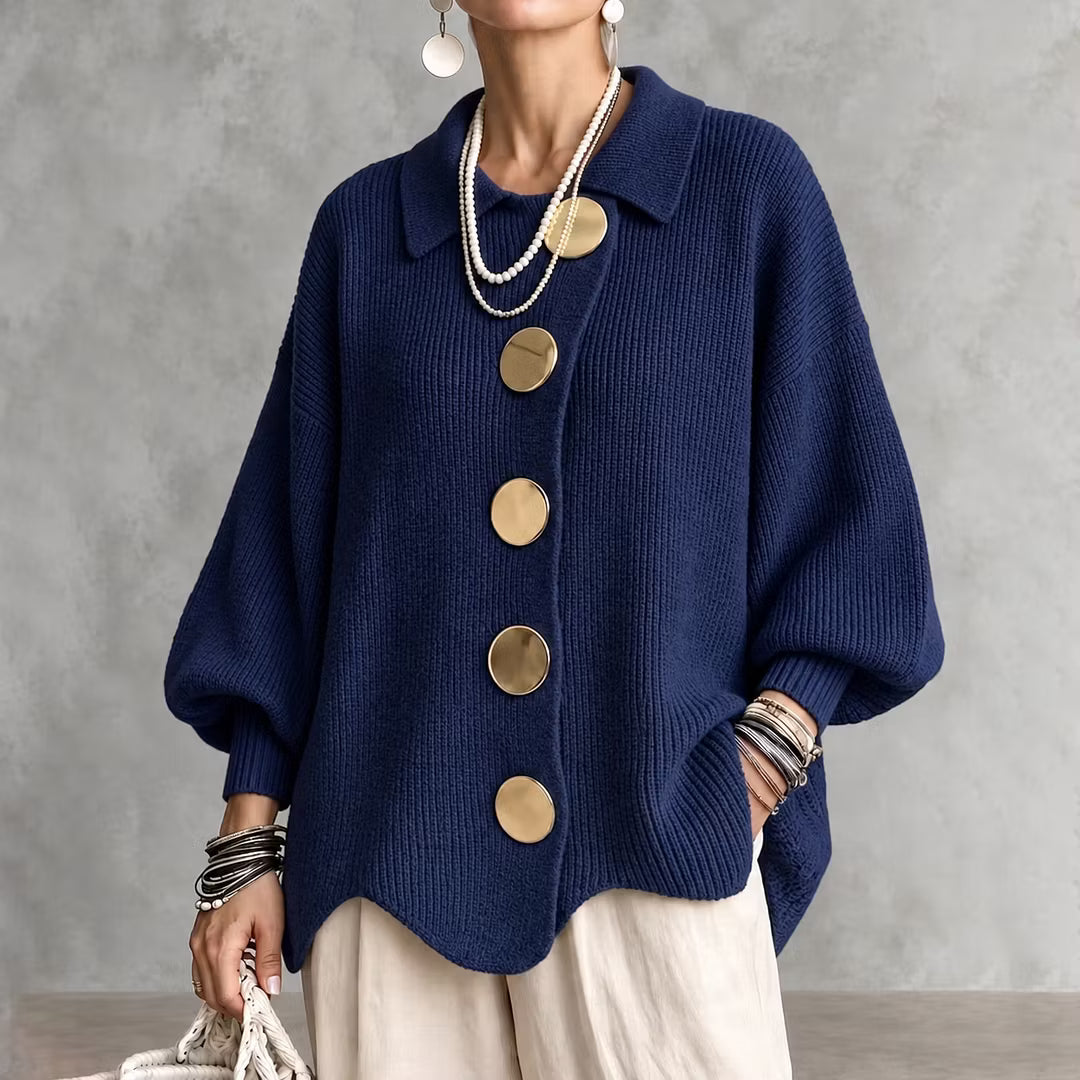 Cardigan maille femme col boutonné manches longues automne - Amalia