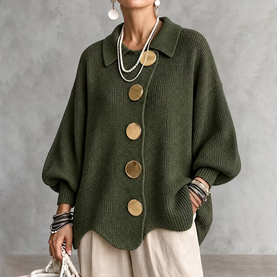 Cardigan maille femme col boutonné manches longues automne - Amalia