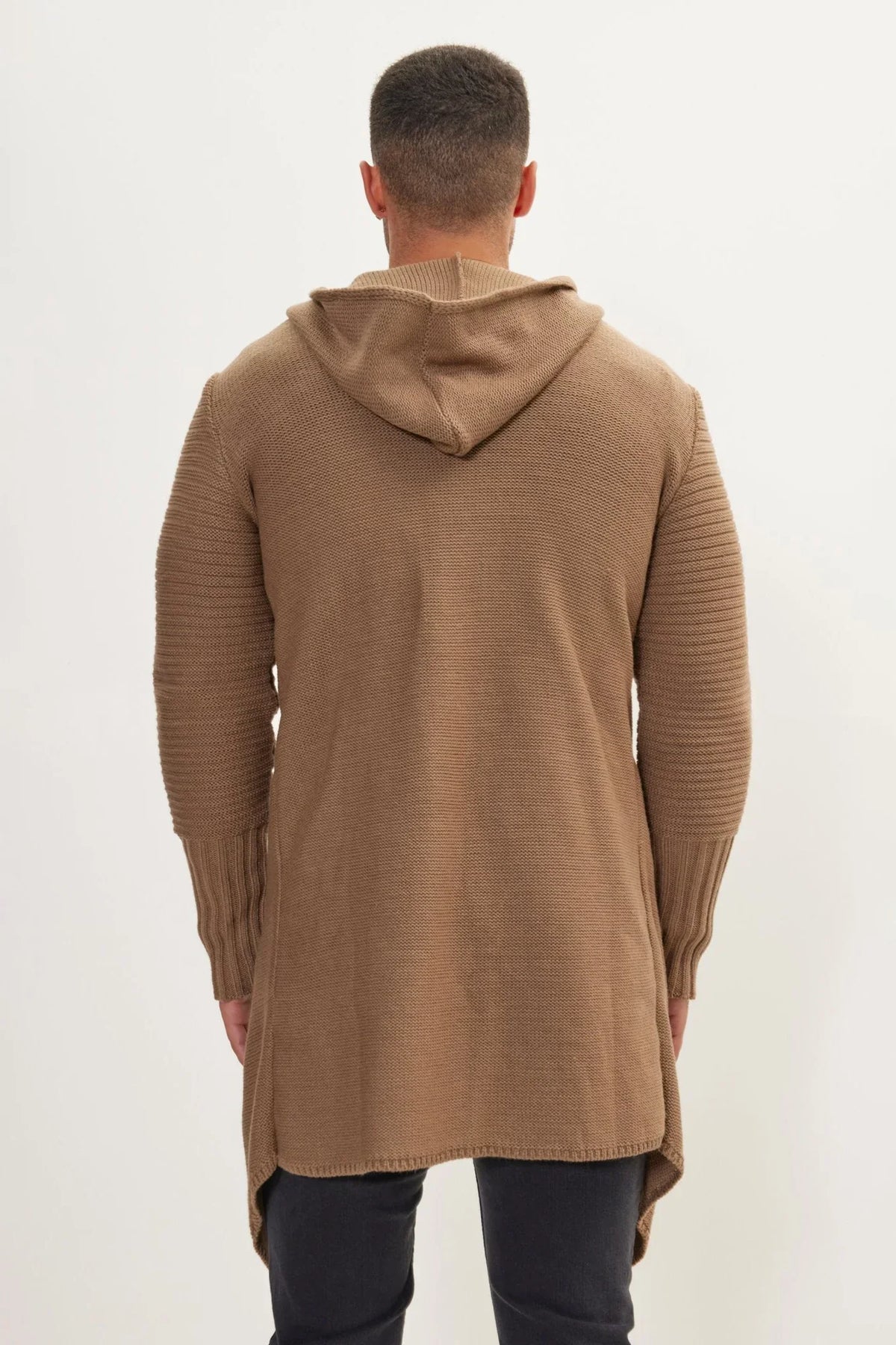 Cardigan long homme maille capuche boutons chaud hiver - Baptiste
