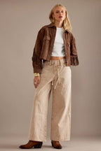 Blouson femme effet daim à franges western automne - Calista