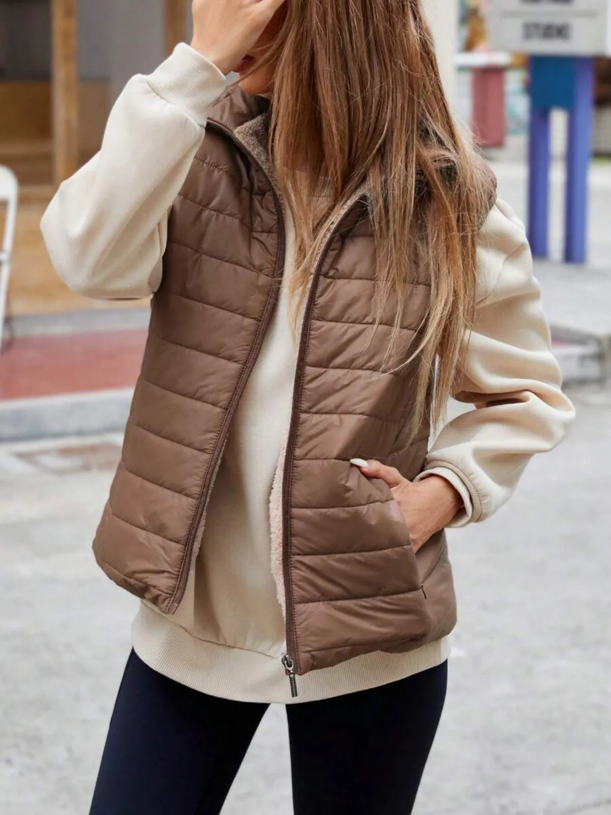 Gilet matelassé femme zip poches sans manches layering - Elora