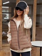 Gilet matelassé femme zip poches sans manches layering - Elora