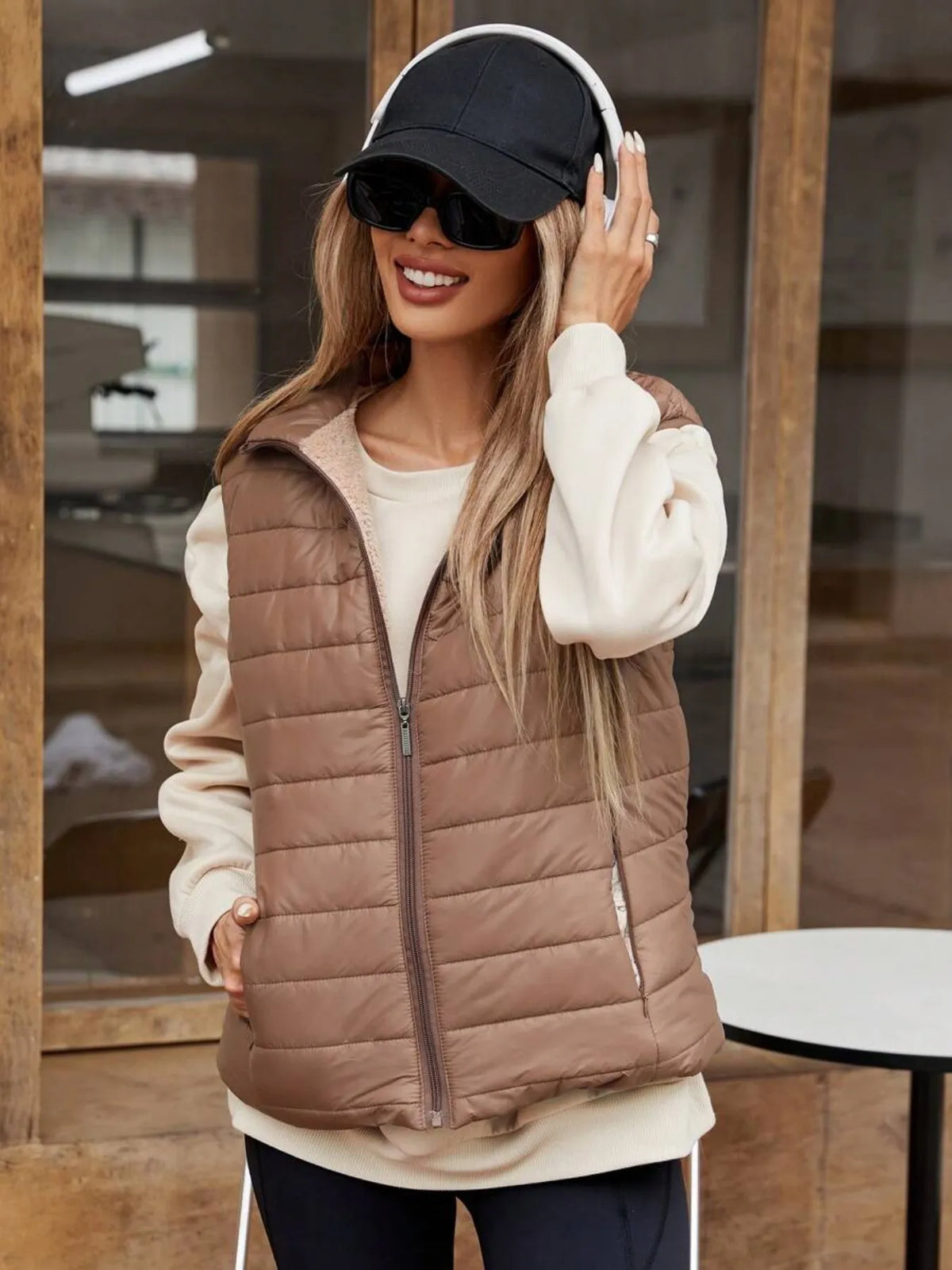 Gilet matelassé femme zip poches sans manches layering - Elora