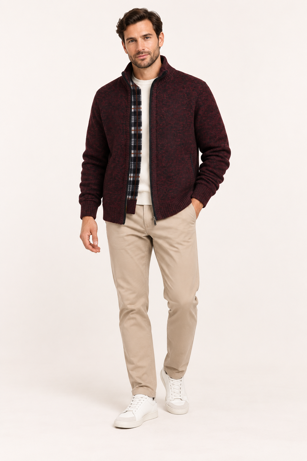 Veste maille homme fermeture éclair col montant tricot - Joshua