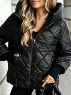 Veste matelassée femme capuche fermeture éclair chaude hiver - Elina