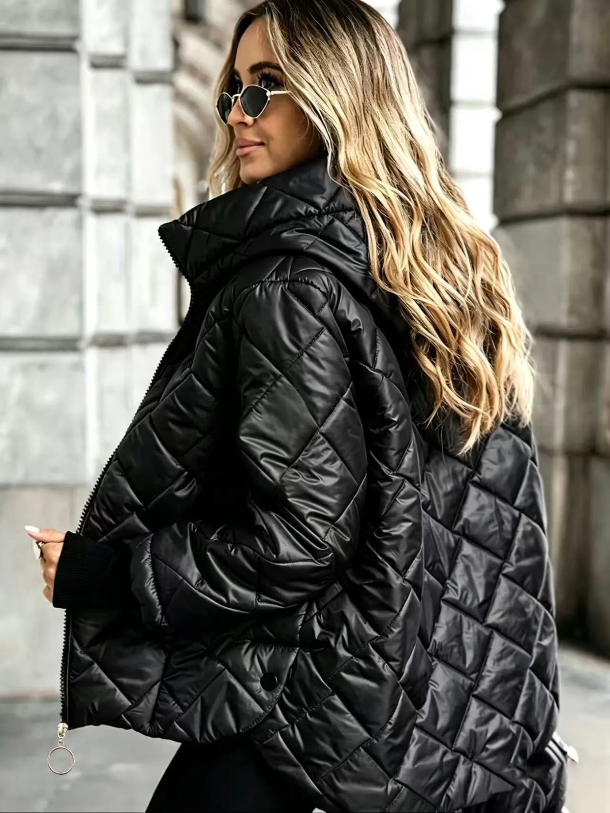 Veste matelassée femme capuche fermeture éclair chaude hiver - Elina