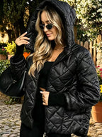 Veste matelassée femme capuche fermeture éclair chaude hiver - Elina