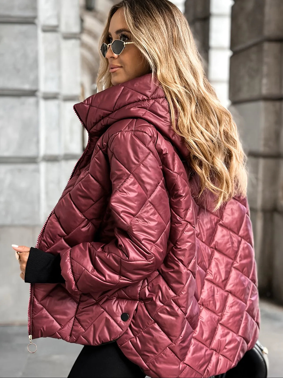 Veste matelassée femme capuche fermeture éclair chaude hiver - Elina