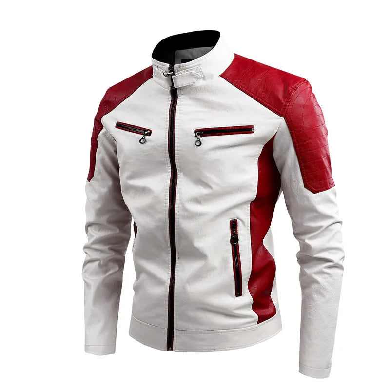 Veste motard homme bicolore fermeture éclair biker urbain - Theo