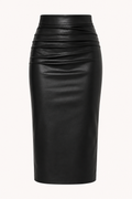 Jupe midi PU femme taille haute froncée chic moderne - Siglinde