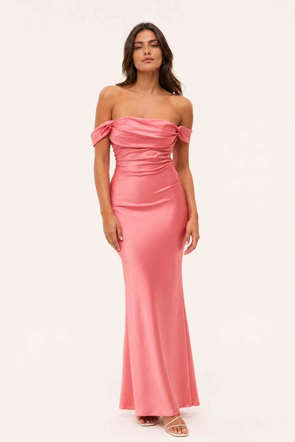 Robe longue pour femme, décolleté bardot et épaules dénudées - Wendela