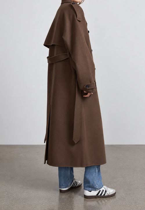 Abrigo largo mujer doble botonadura cinturón cobertura elegante otoño invierno - Apolline