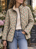 Veste matelassée femme imprimé floral bordures contrastées - Lainey