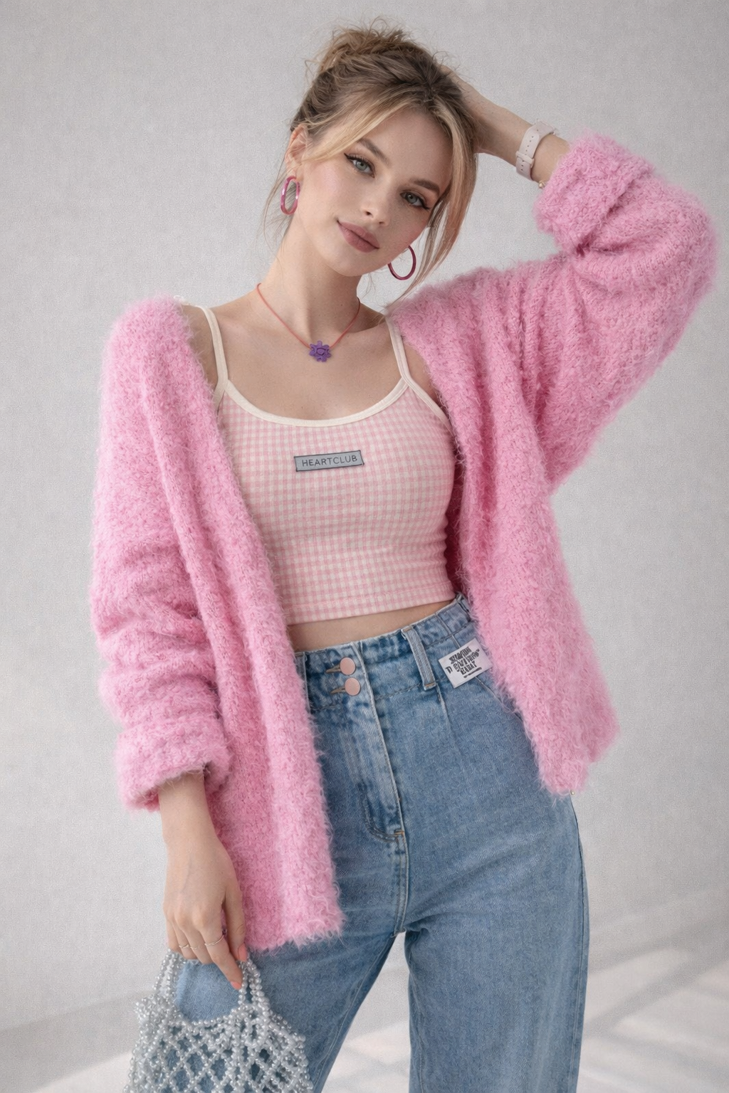 Cardigan in maille con col en v pour femme, drapé naturel et confort quotidien - Faelric