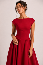 Robe de cocktail midi élégante à jupe ample - Alisa