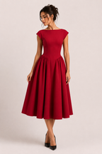 Robe de cocktail midi élégante à jupe ample - Alisa