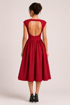 Robe de cocktail midi élégante à jupe ample - Alisa
