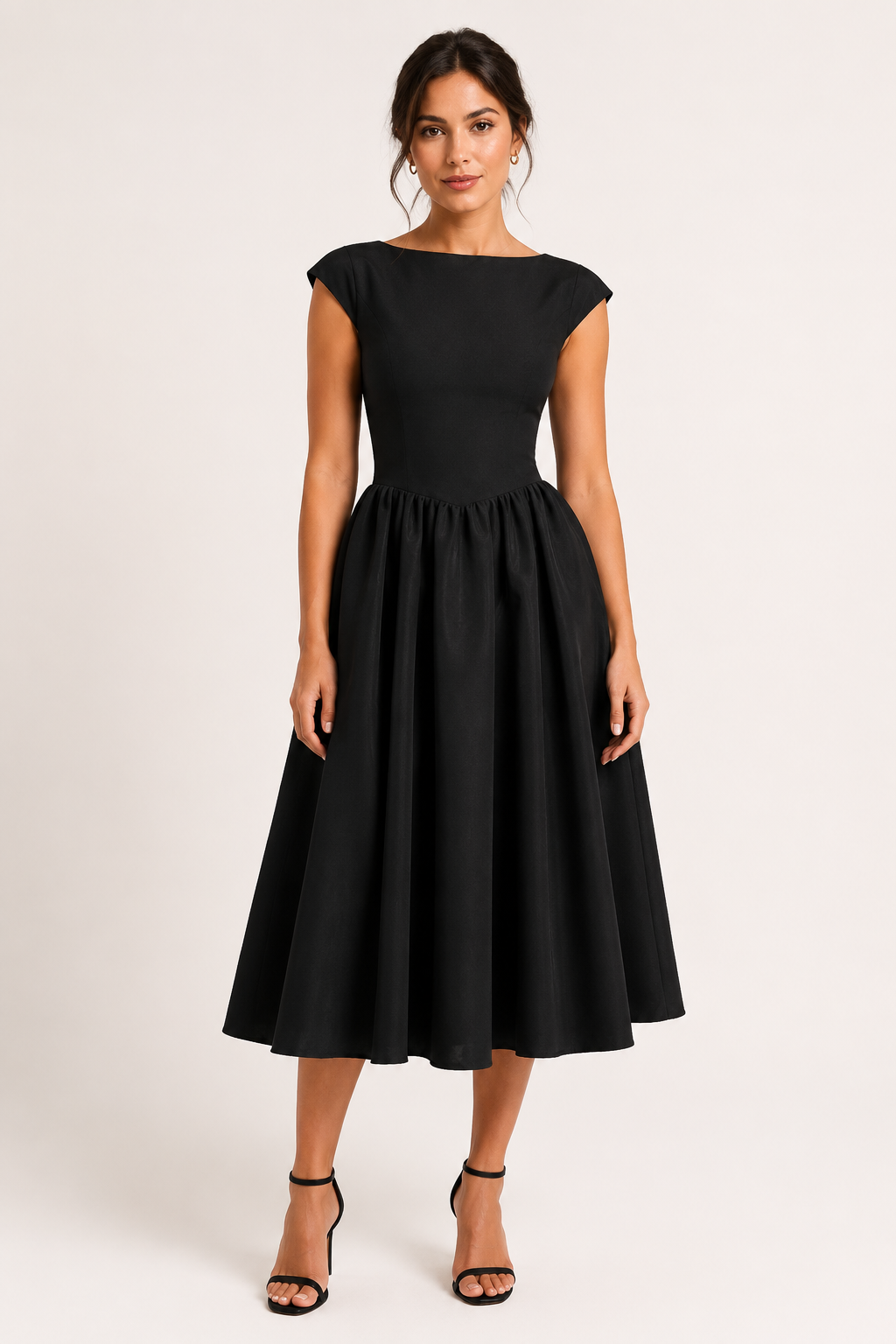 Robe de cocktail midi élégante à jupe ample - Alisa
