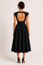 Robe de cocktail midi élégante à jupe ample - Alisa