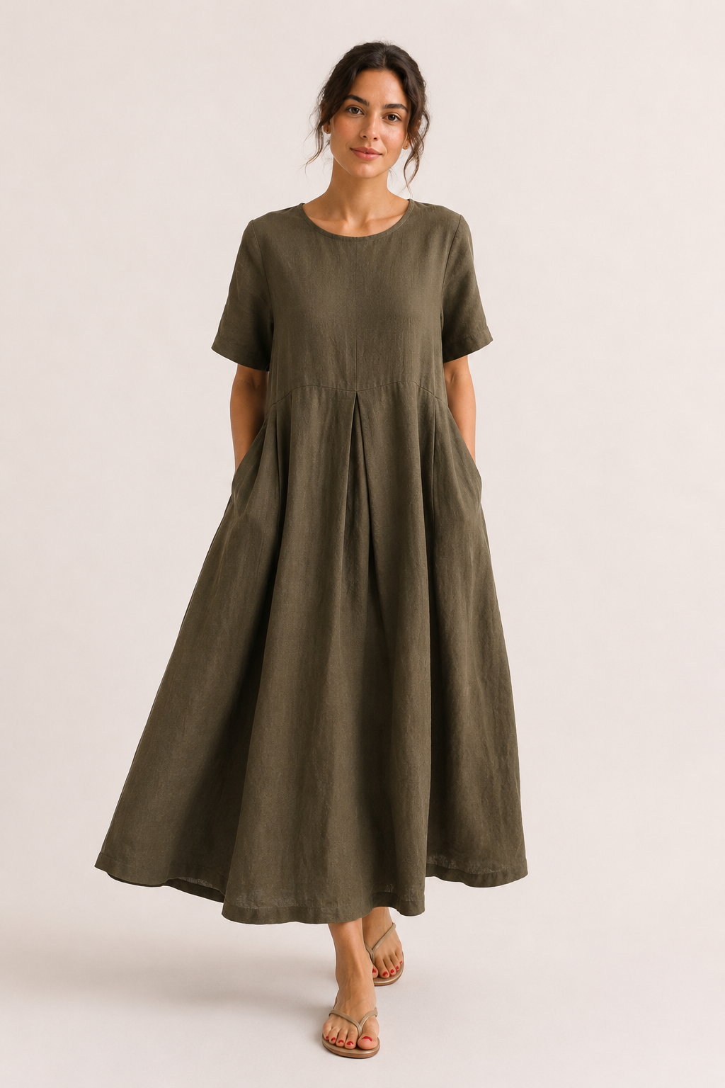 Robe longue oversize pour femme, à manches courtes et poches - Gesine