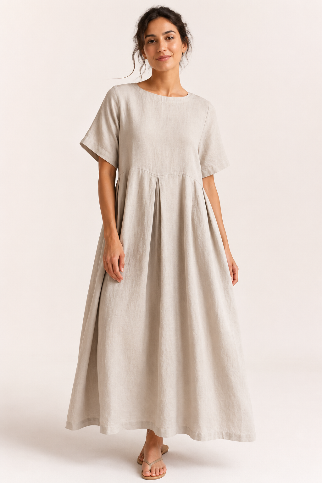 Robe longue oversize pour femme, à manches courtes et poches - Gesine