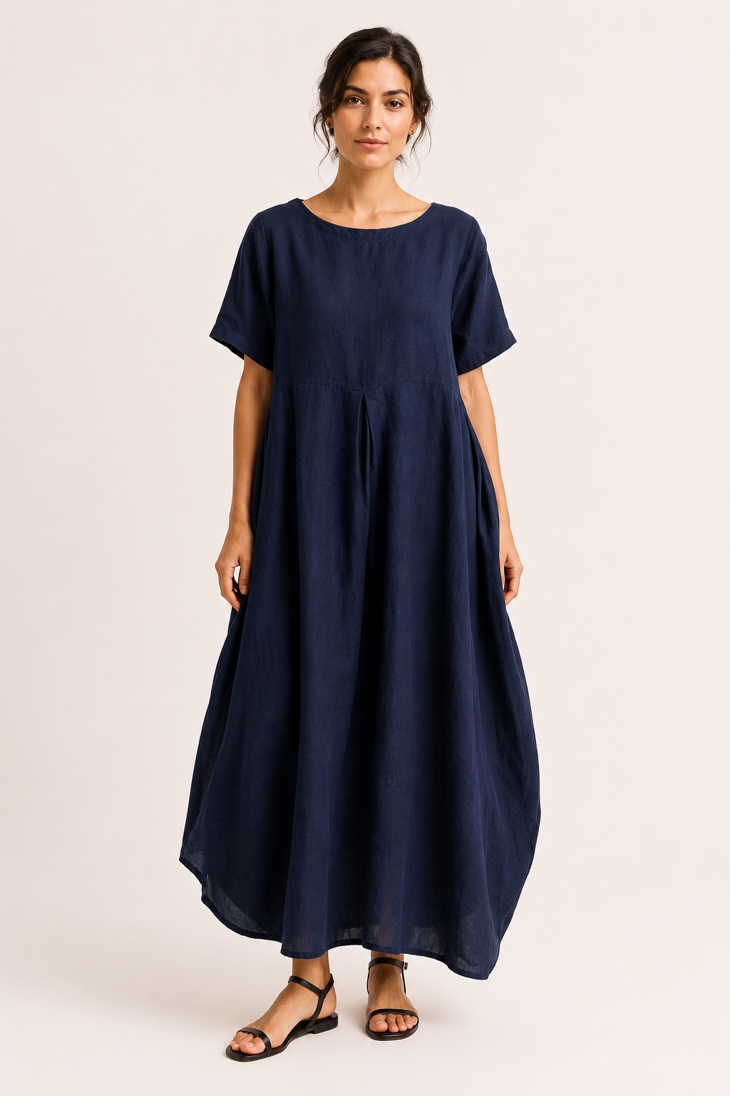Robe longue oversize pour femme, à manches courtes et poches - Gesine