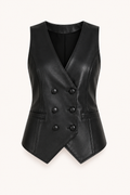 Gilet femme effet cuir à double boutonnage avec encolure en V - Elfriede