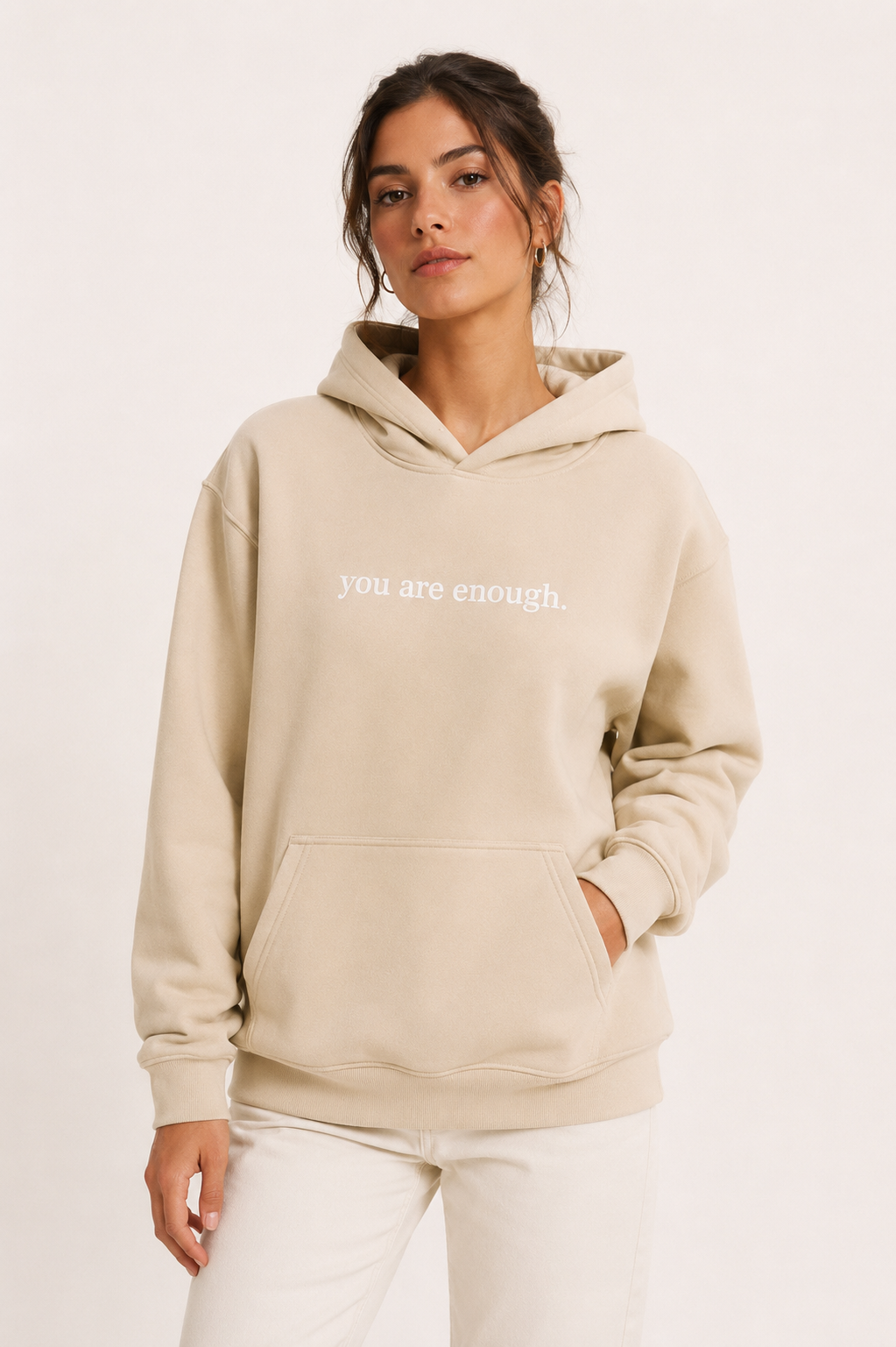 Sweat à capuche pour femme avec poche kangourou et inscription sur le devant - Irmgard