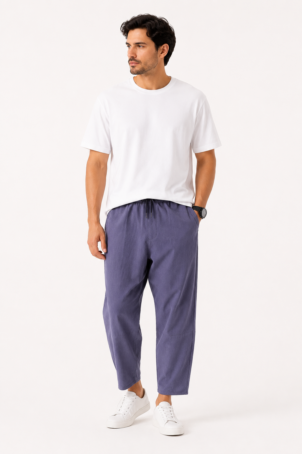 Pantalon léger pour homme, coupe décontractée, avec taille élastiquée - Ludger