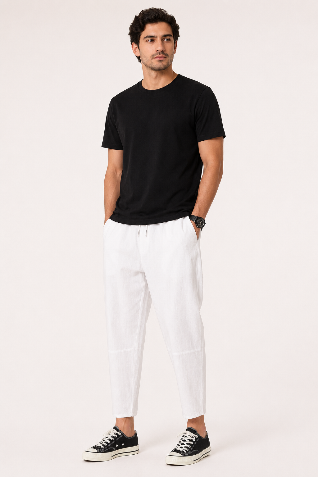Pantalon léger pour homme, coupe décontractée, avec taille élastiquée - Ludger