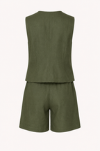 Ensemble gilet et short pour femme en lin et coton - Lotte