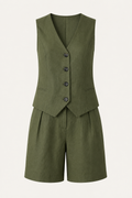 Ensemble gilet et short pour femme en lin et coton - Lotte
