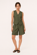 Ensemble gilet et short pour femme en lin et coton - Lotte
