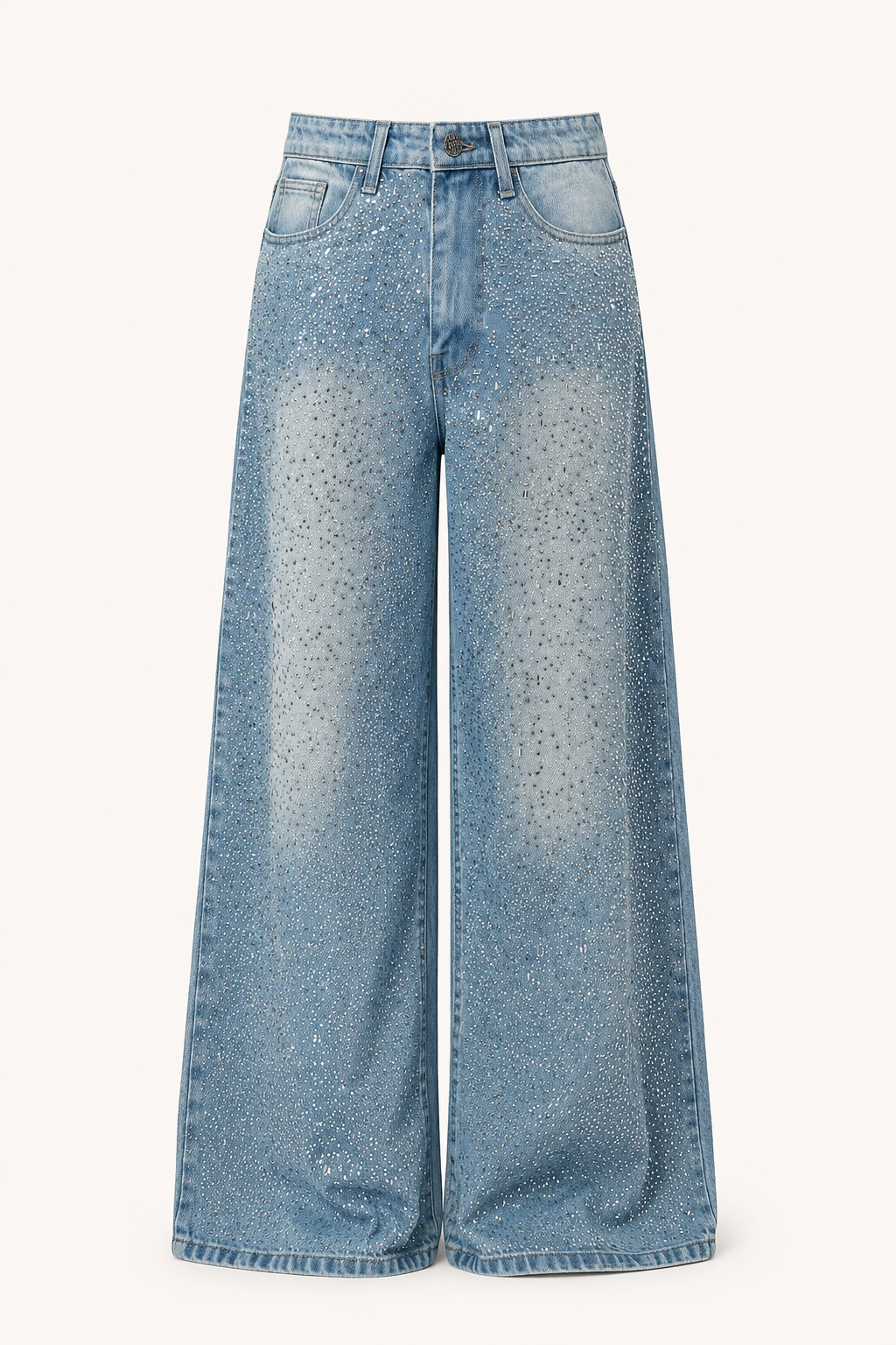 Jean pour femme à jambes larges et strass - Wellen