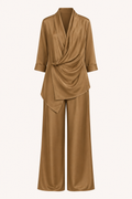 Ensemble chemisier et pantalon pour femme en satin - Kerstin