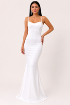 Robe longue deux pièces élégante à manches transparentes pour femme - Bleu ciel