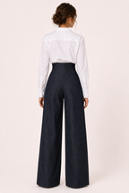 Pantalon femme à jambes larges et taille haute, élégant - Elara