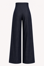 Pantalon femme à jambes larges et taille haute, élégant - Elara