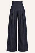 Pantalon femme à jambes larges et taille haute, élégant - Elara