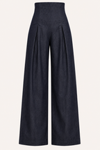 Pantalon femme à jambes larges et taille haute, élégant - Elara