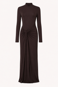 Robe longue à col montant drapée pour femme - Monik