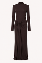 Robe longue à col montant drapée pour femme - Monik