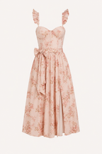 Robe midi fleurie femme corset encolure cœur et fente avant – Käthe