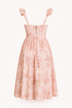 Robe midi fleurie femme corset encolure cœur et fente avant – Käthe