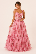 Robe longue femme corset imprimé floral romantique et structuré – Elira