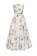 Robe midi floral romantique femme taille haute jupe ample – Elira