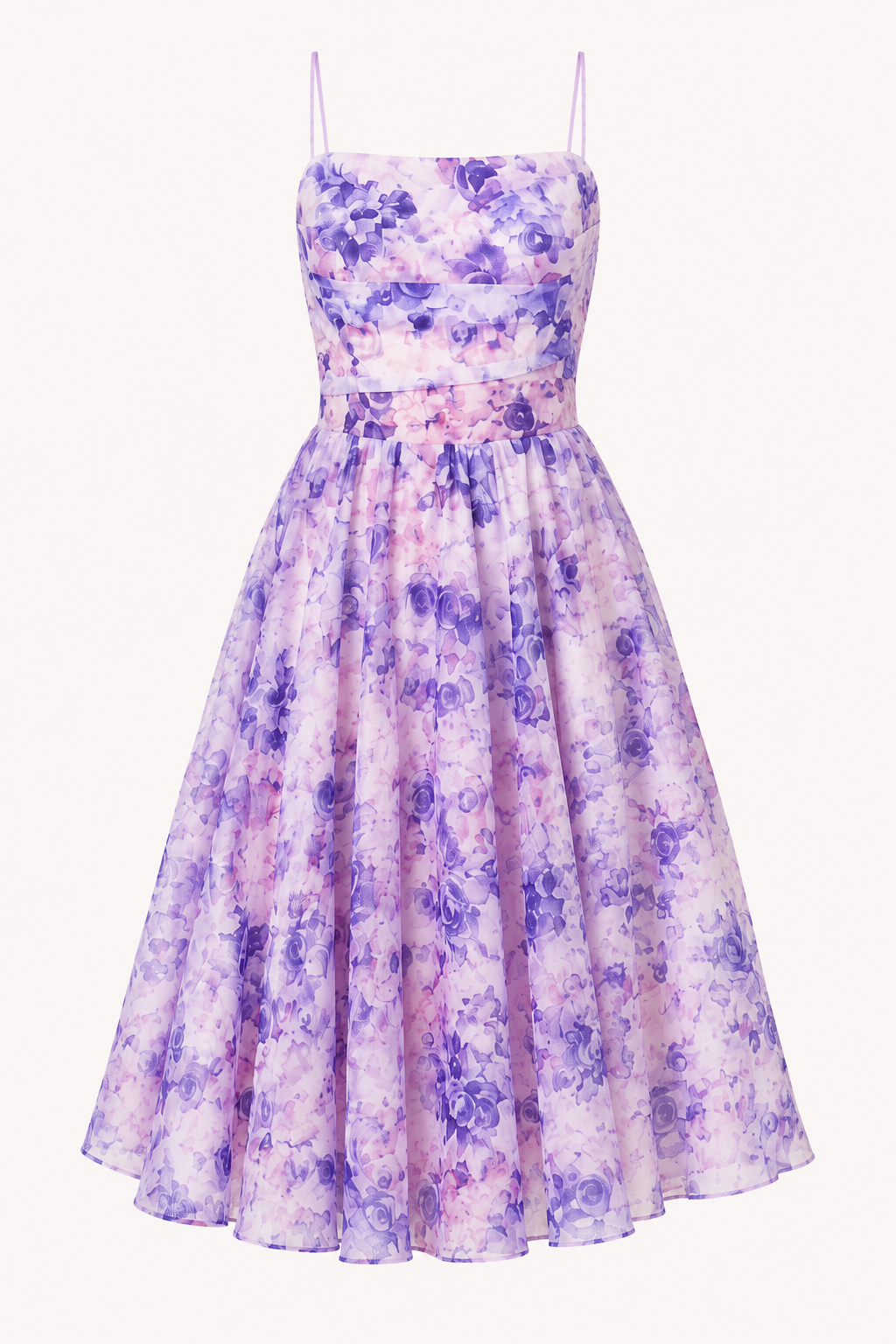 Robe midi floral romantique femme taille haute jupe ample – Elira