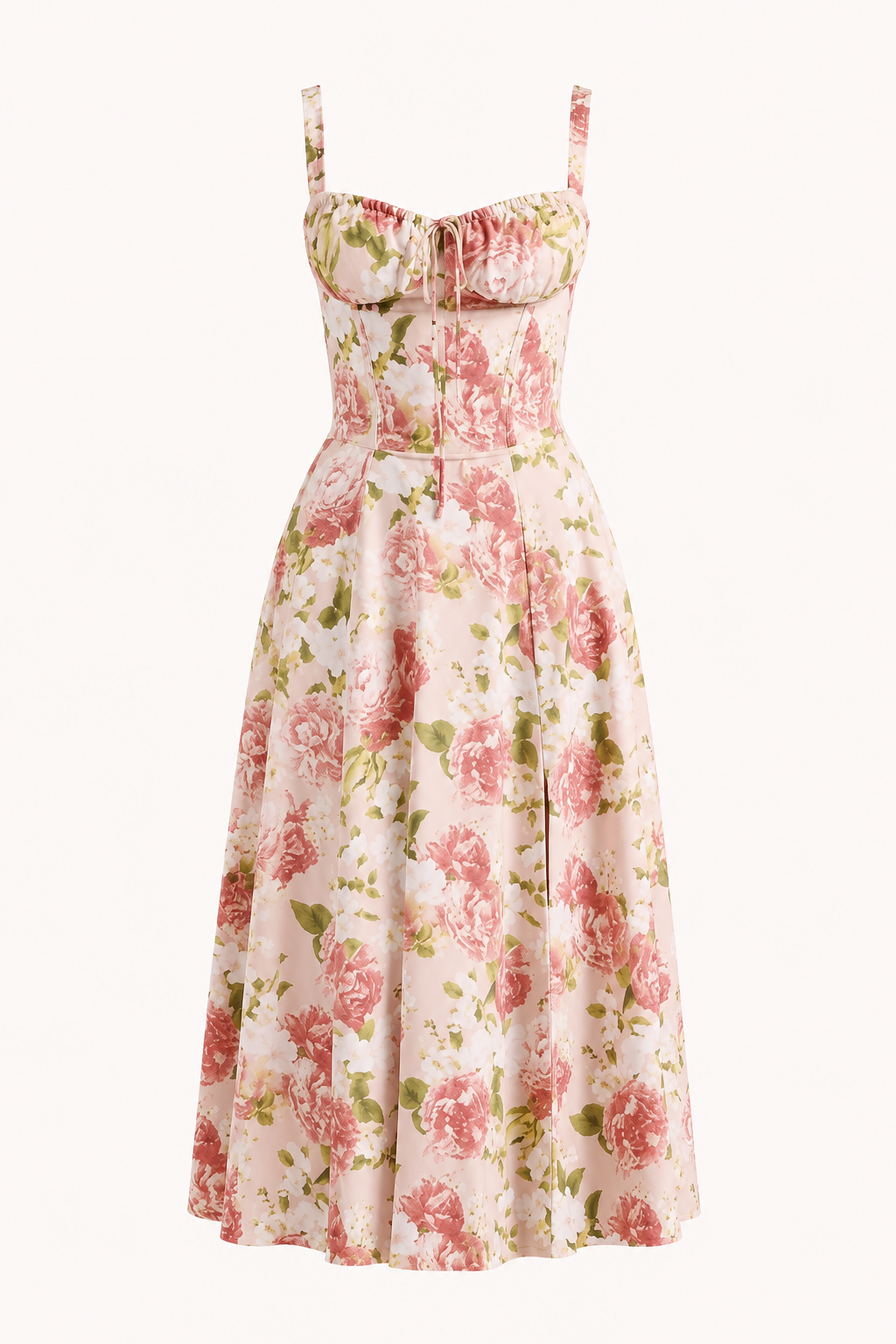 Robe midi fleurie larges bretelles nœud et jupe évasée femme – Maren