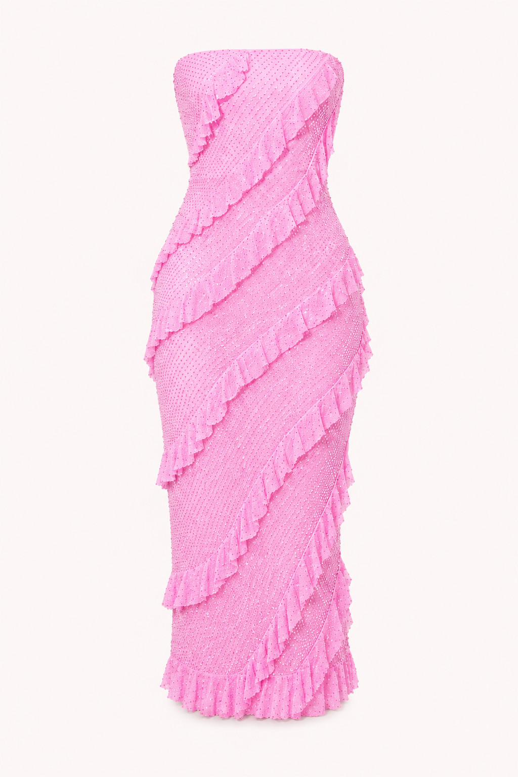 Robe midi sans bretelles femme volants diagonaux tube fête – Yina