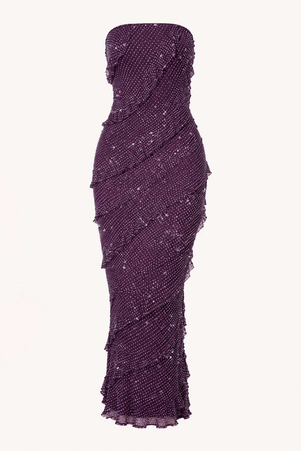 Robe midi sans bretelles femme volants diagonaux tube fête – Yina